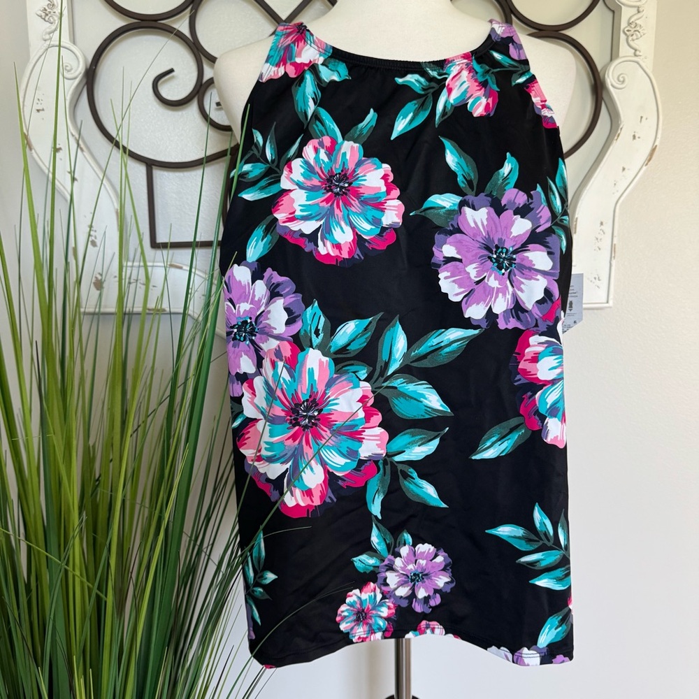 NWT ECO BEACH Size 2X Floral Tankini Swimsuit Top
